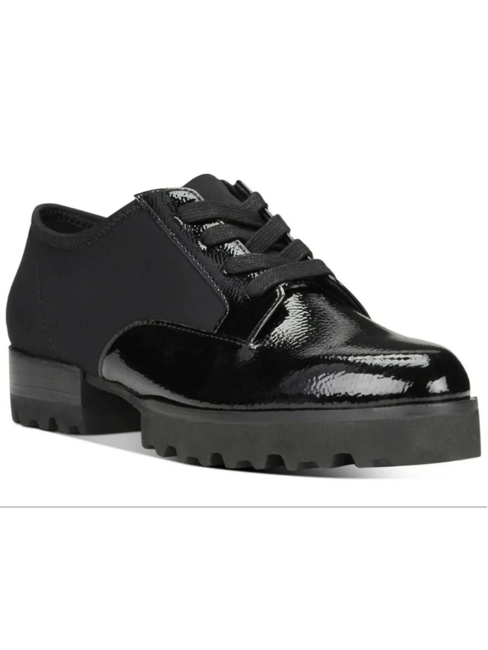 Women's Donald J Pliner Black Elee Lug Patent Leather Flats & Loafers Size 7.5
